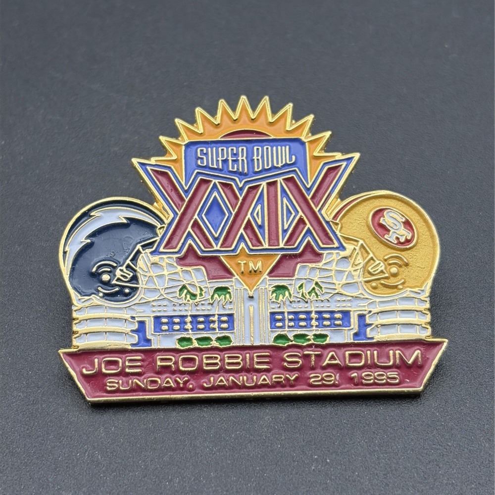 1995 Super Bowl XXIX Chargers 49ers‎ Joe Robbie Stadium Florida Lapel Hat Pin